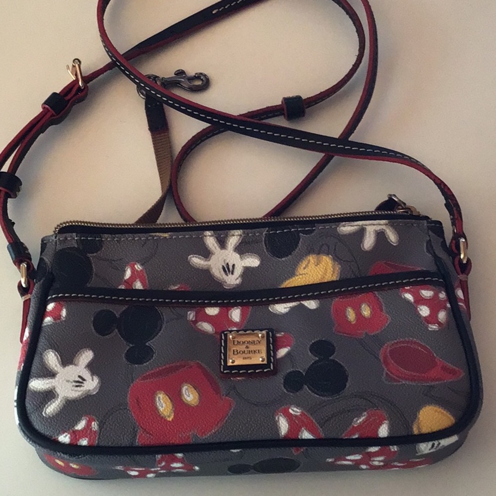 DOONEY & BOURKE DISNEY MICKEY MOUSE BODY PARTS SMALL CROSSBODY 9x5 1/2x2 inches